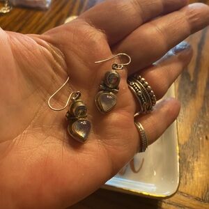 Vintage 925 sterling silver moonstone hinged dangle earrings 90’s boho-chic